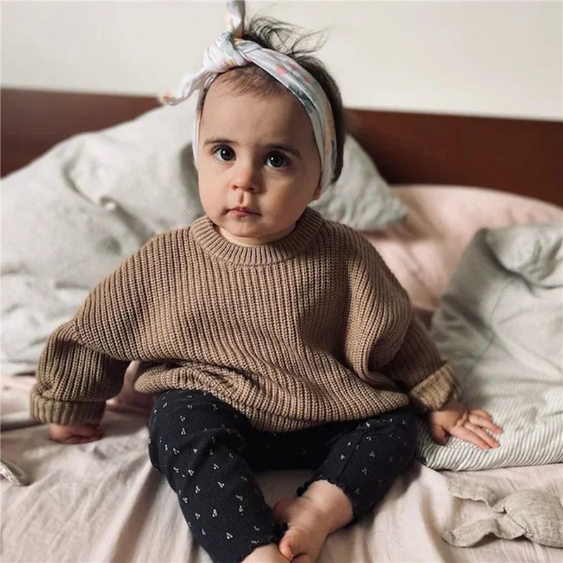 Suefunskry Newborn Baby Girl Boy Knitted Long Sleeve Autumn Winter Sweater Solid Loose Pullover Casual Tops Kids Clothes 3M-5Y Suefunskry Newborn Baby Girl Boy Knitted Long Sleeve Autumn Winter Sweater Solid Loose Pullover Casual Tops Kids Clothes 3M-5Y