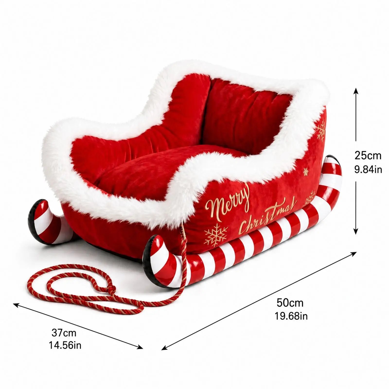 Cozy Christmas Sleigh Pet Bed Removable Washable Cat Dog Nest Non-Slip Bottom Pet Warm Sofa Cat Dog