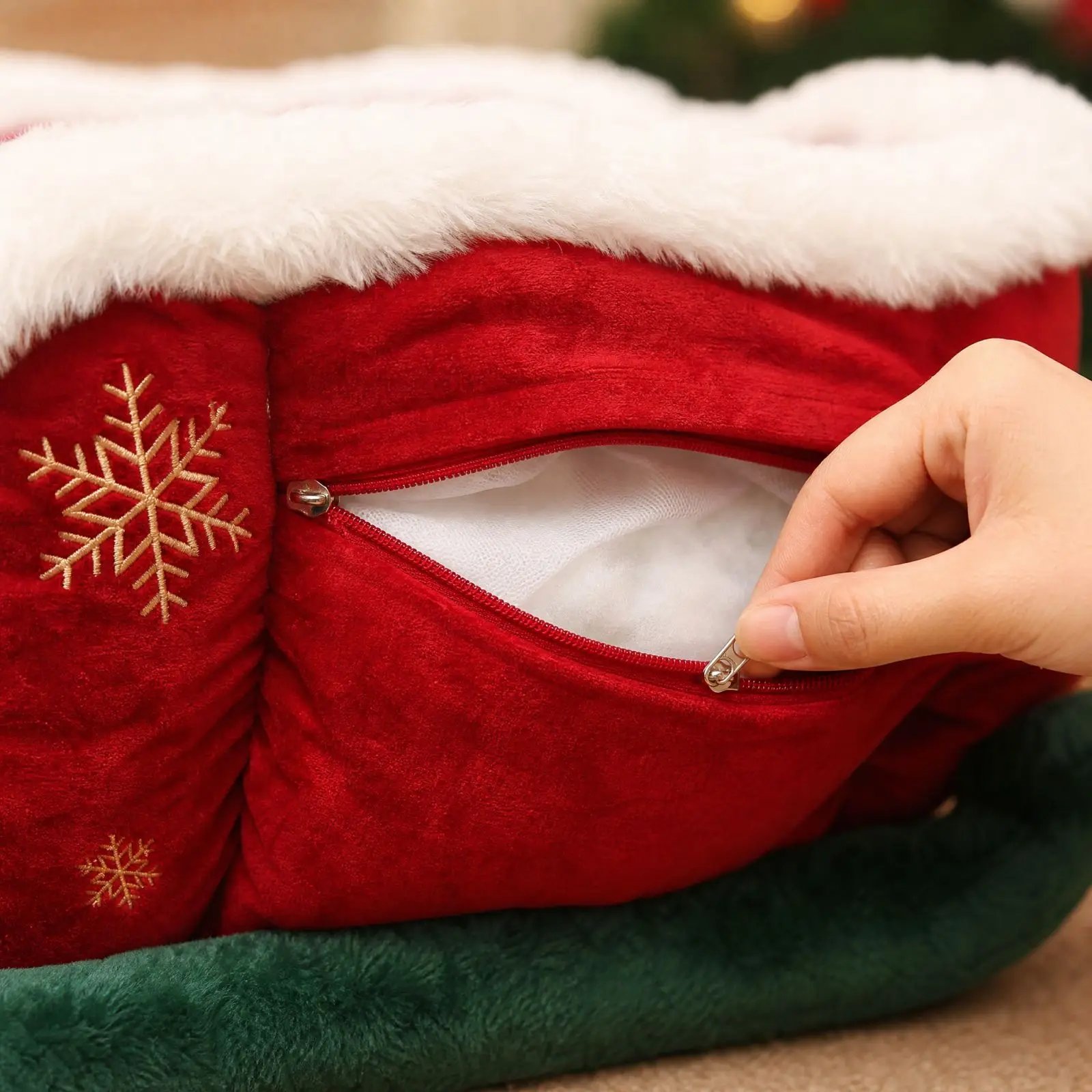 Cozy Christmas Sleigh Pet Bed Removable Washable Cat Dog Nest Non-Slip Bottom Pet Warm Sofa Cat Dog