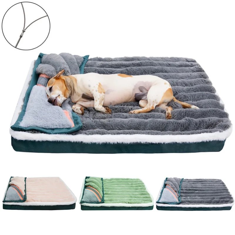 Winter Dogs Sleeping Bed Fleece Pet Blanket Detachable Cat Puppy Mat Washable Kennel Mattress Pet Supplies Large Dog Dog Bed