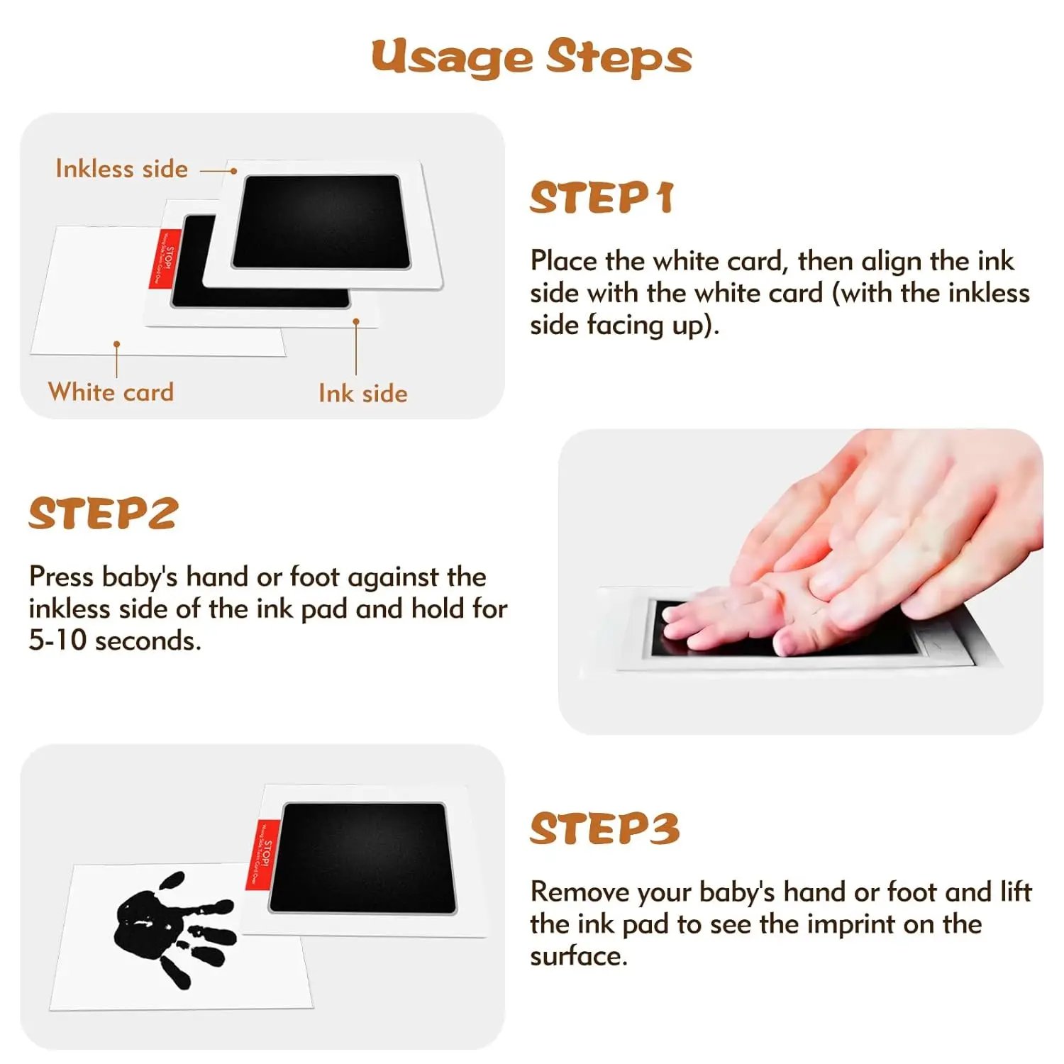 Safe Non-toxic Baby Footprints Handprint No Touch Skin Inkless Ink Pads Kits for 0-10 Months Newborn Pet Dog Footprint Souvenir Safe Non-toxic Baby Footprints Handprint No Touch Skin Inkless Ink Pads Kits for 0-10 Months Newborn Pet Dog Footprint Souvenir