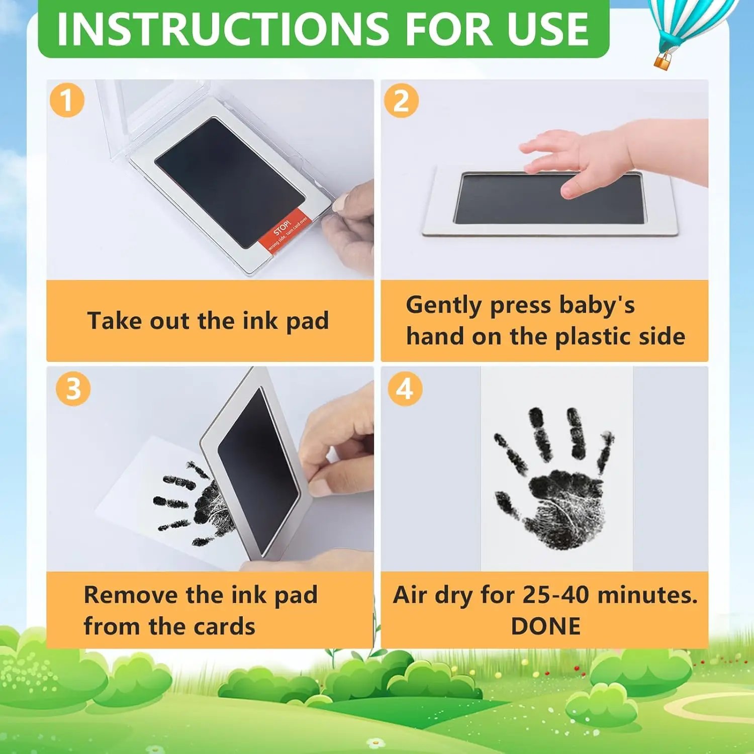 Safe Non-toxic Baby Footprints Handprint No Touch Skin Inkless Ink Pads Kits for 0-10 Months Newborn Pet Dog Footprint Souvenir Safe Non-toxic Baby Footprints Handprint No Touch Skin Inkless Ink Pads Kits for 0-10 Months Newborn Pet Dog Footprint Souvenir