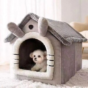 Dog-House Style Removable Pet Bed