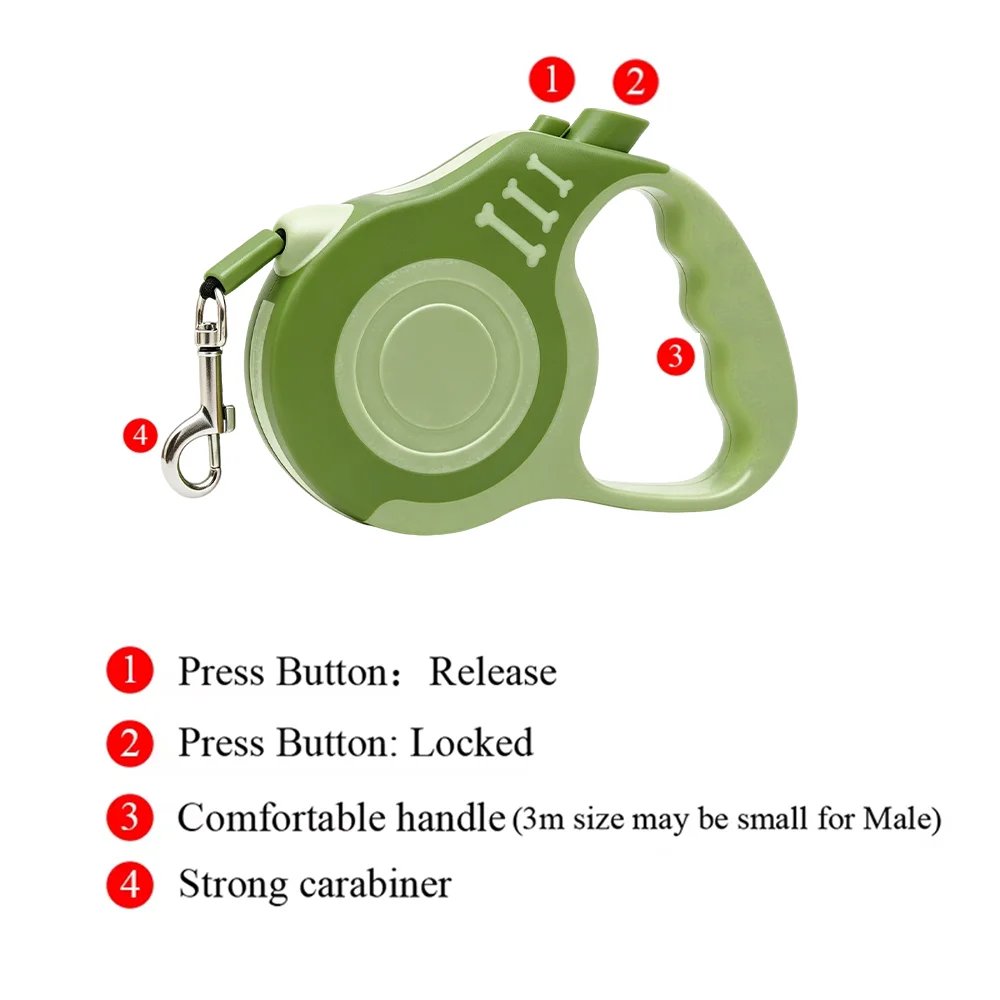 3M 5M Retractable Dog Leash Ergonomic Handle Automatic Extending Puppy Walking Leash Lead for Small Dogs Daily Outdoor Walking