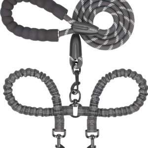 Dual Dog Leash with 360° Swivel and Bungee