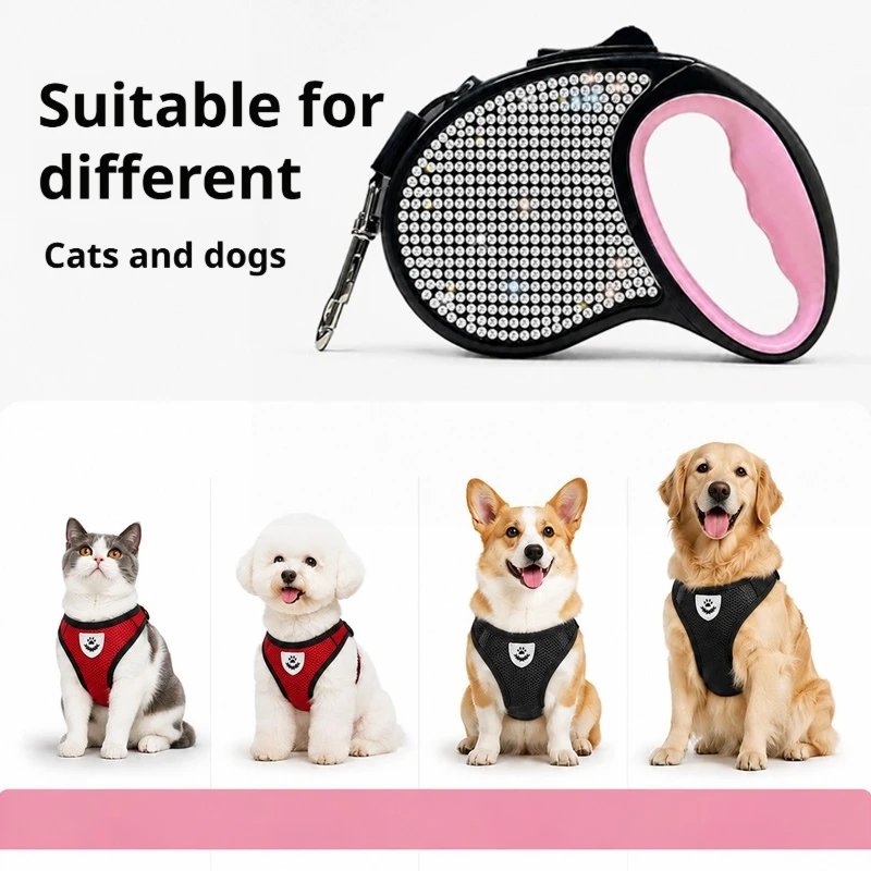 Automatic Retractable Dog Leash Anti Slip Handle Portable Pet Walking Traction Rope For Small Medium Dogs Daily Outdoor Walking