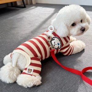 Warm Striped Four-Legged Dog Pajamas