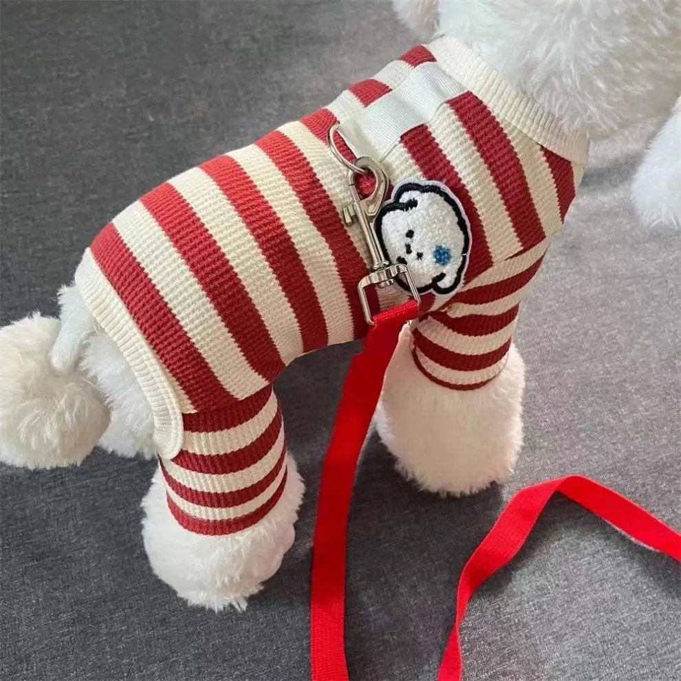 Pet Dog Clothing for Autumn and Winter, Suitable for Pulling Warm Striped Four Legged Small Puppies Pet Dog Clothing for Autumn and Winter, Suitable for Pulling Warm Striped Four Legged Small Puppies