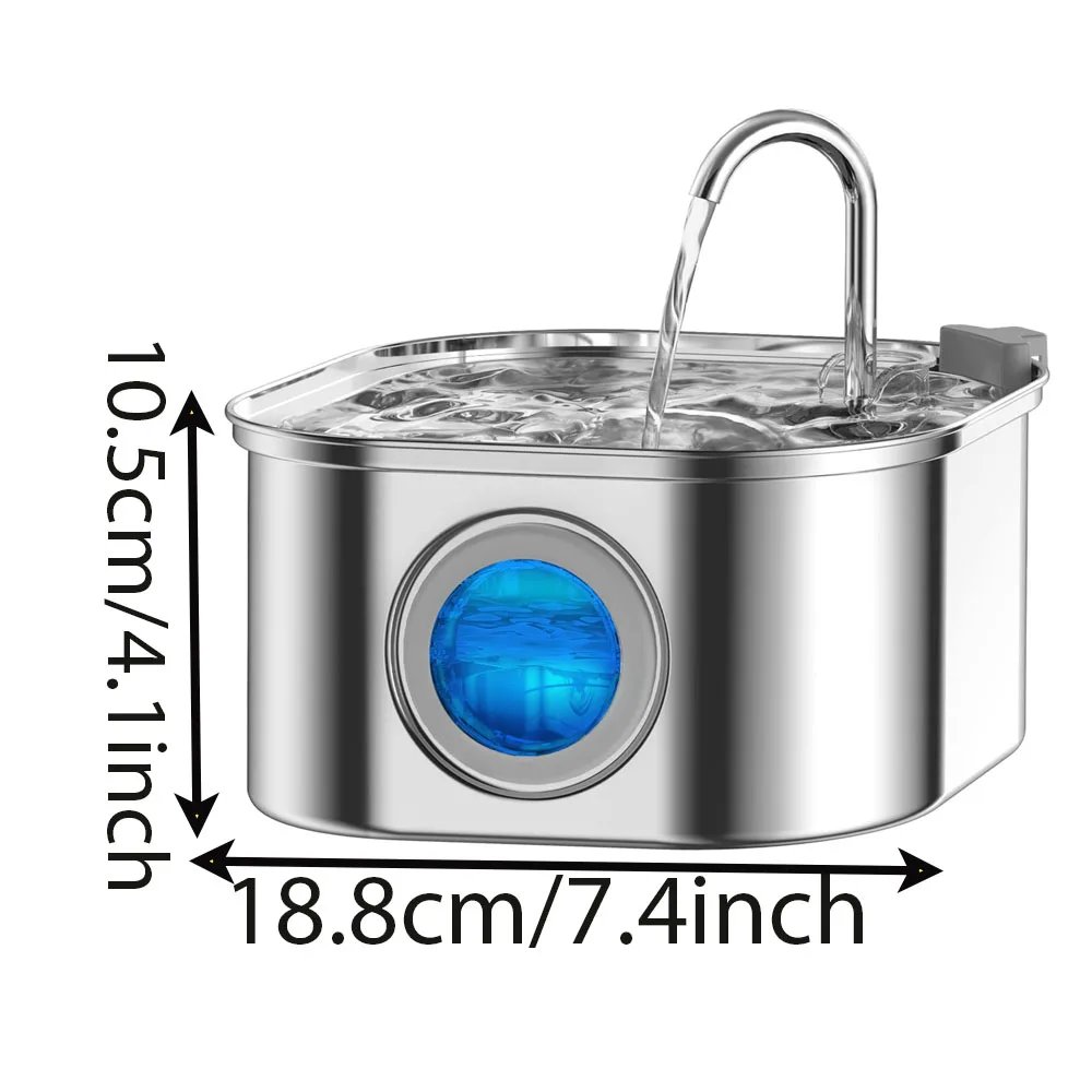 Transparent Window Cat Water Dispenser with Sensor 3.2L/108oz Super Quiet & Pets Auto Filter Stainless Steel Cats Water Fountain