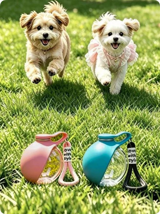 Portable Stainless Steel Pet Water Bottle with Foldable Silicone Bowl for Dogs and Cats Outdoor Walking Hiking Travel Use