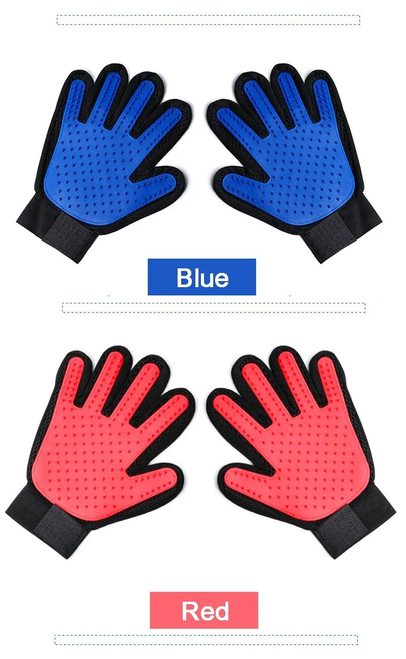 Silicone Pet Grooming Gloves Cats Hair Brush and Comb Gloves to Bathe Dogs Cleaning Hair Removal for Dog Animal Use Supplies