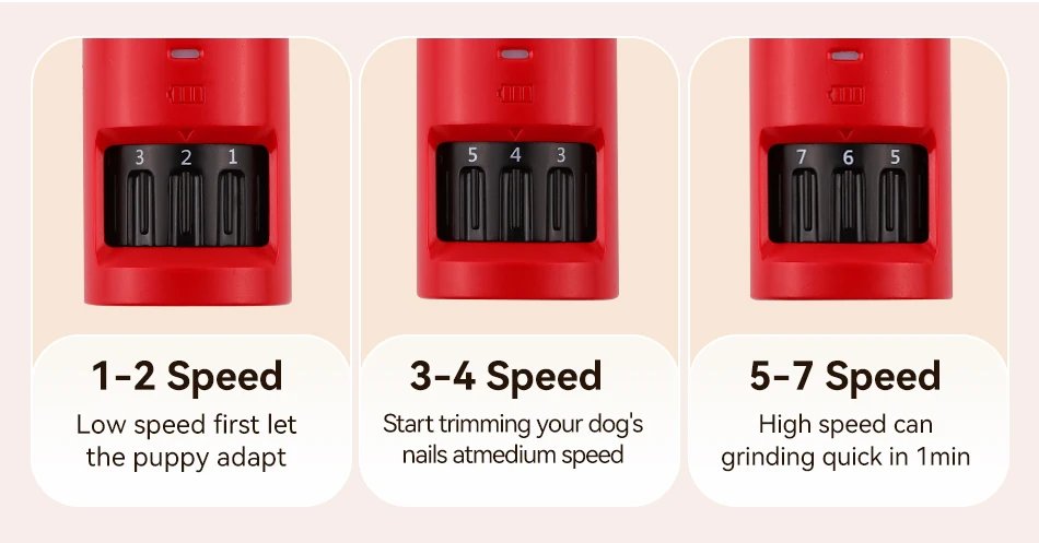 ROJECO Pet Electric Nail Grinder Rechargeable Dog Paw Grooming Nail Clipper LED Light 7 Speeds Adjustable Cat Claw Nail Grinder