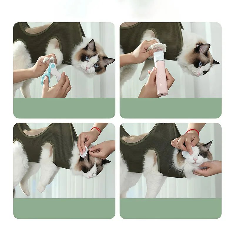 Pet Grooming Hammock for Cat Dog Nail Clipping Trimming Restraint Bag with Hooks Anti-Scratch Helper for Feeding Bathing Hair