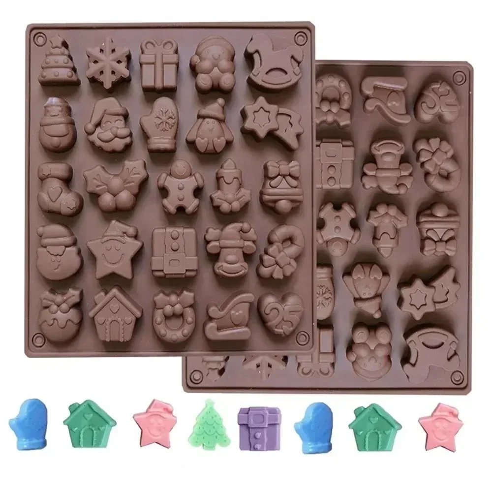 Silicone Christmas Candle Mold, Multi-Use Wax Soap Resin Candle Making Molds, Gingerbread Santa Bell Holly Shapes, Reusable