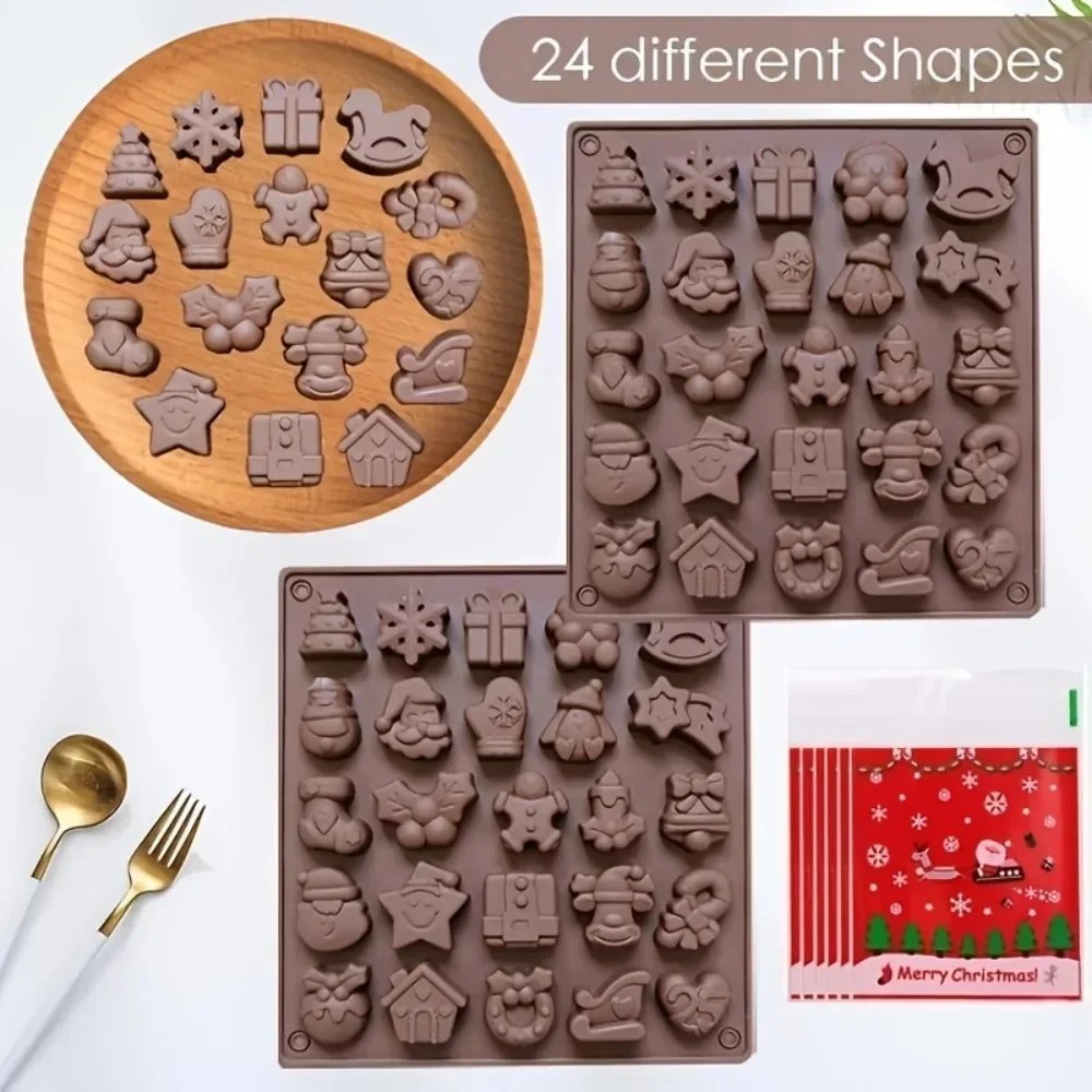 Silicone Christmas Candle Mold, Multi-Use Wax Soap Resin Candle Making Molds, Gingerbread Santa Bell Holly Shapes, Reusable