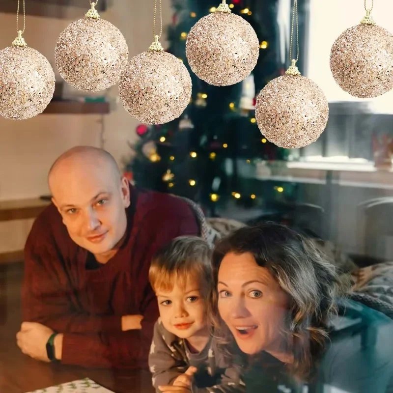 6-30pcs Champagne Gold Glitter Christmas Balls 6cm Xmas Tree Hanging Sparkling Ball Pendants for New Year Party Decor Ornaments 6-30pcs Champagne Gold Glitter Christmas Balls 6cm Xmas Tree Hanging Sparkling Ball Pendants for New Year Party Decor Ornaments