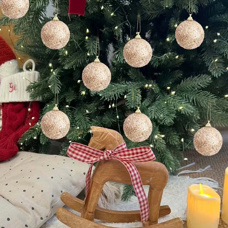 6-30pcs Champagne Gold Glitter Christmas Balls 6cm Xmas Tree Hanging Sparkling Ball Pendants for New Year Party Decor Ornaments 6-30pcs Champagne Gold Glitter Christmas Balls 6cm Xmas Tree Hanging Sparkling Ball Pendants for New Year Party Decor Ornaments