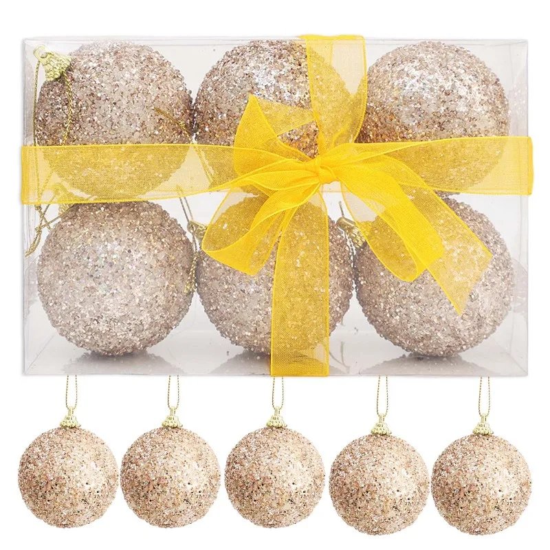 6-30pcs Champagne Gold Glitter Christmas Balls 6cm Xmas Tree Hanging Sparkling Ball Pendants for New Year Party Decor Ornaments 6-30pcs Champagne Gold Glitter Christmas Balls 6cm Xmas Tree Hanging Sparkling Ball Pendants for New Year Party Decor Ornaments