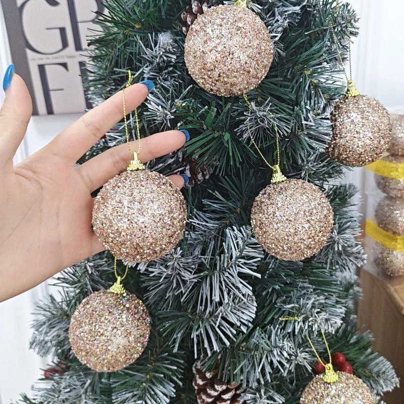 6-30pcs Champagne Gold Glitter Christmas Balls 6cm Xmas Tree Hanging Sparkling Ball Pendants for New Year Party Decor Ornaments 6-30pcs Champagne Gold Glitter Christmas Balls 6cm Xmas Tree Hanging Sparkling Ball Pendants for New Year Party Decor Ornaments
