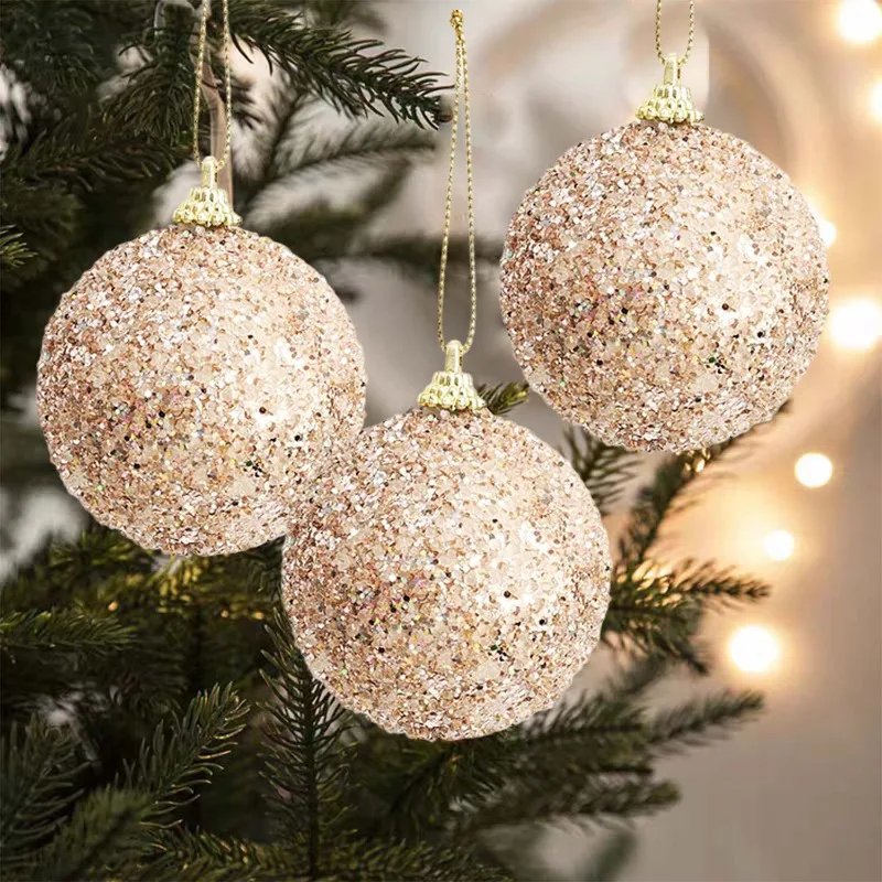 6-30pcs Champagne Gold Glitter Christmas Balls 6cm Xmas Tree Hanging Sparkling Ball Pendants for New Year Party Decor Ornaments 6-30pcs Champagne Gold Glitter Christmas Balls 6cm Xmas Tree Hanging Sparkling Ball Pendants for New Year Party Decor Ornaments