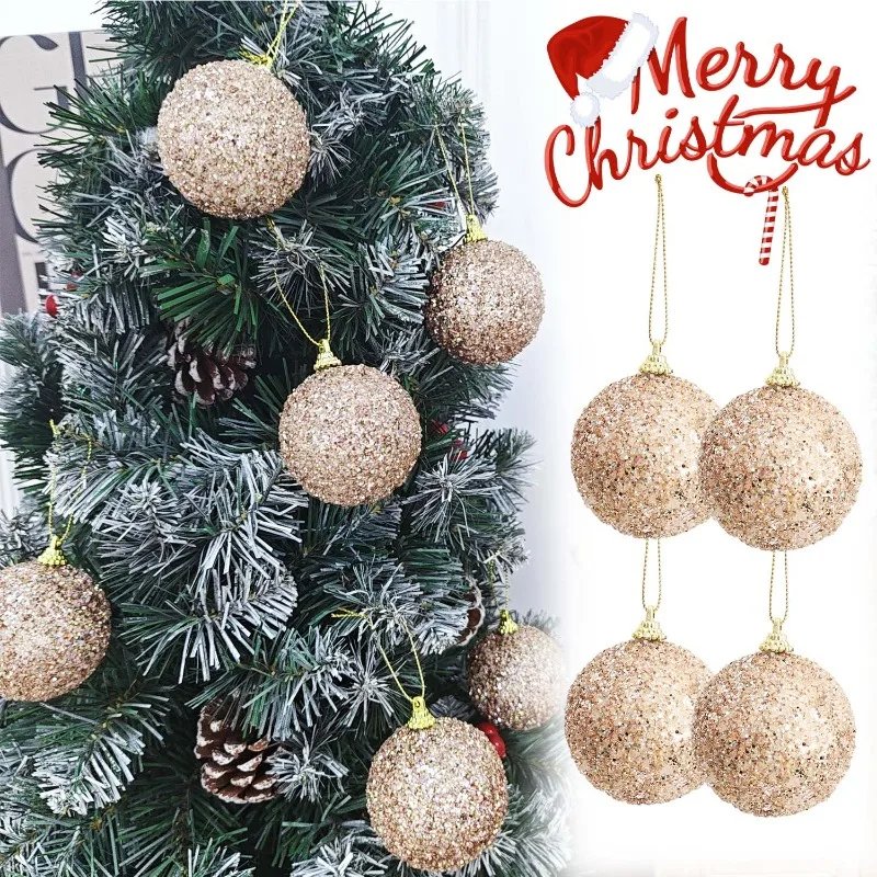 6-30pcs Champagne Gold Glitter Christmas Balls 6cm Xmas Tree Hanging Sparkling Ball Pendants for New Year Party Decor Ornaments 6-30pcs Champagne Gold Glitter Christmas Balls 6cm Xmas Tree Hanging Sparkling Ball Pendants for New Year Party Decor Ornaments