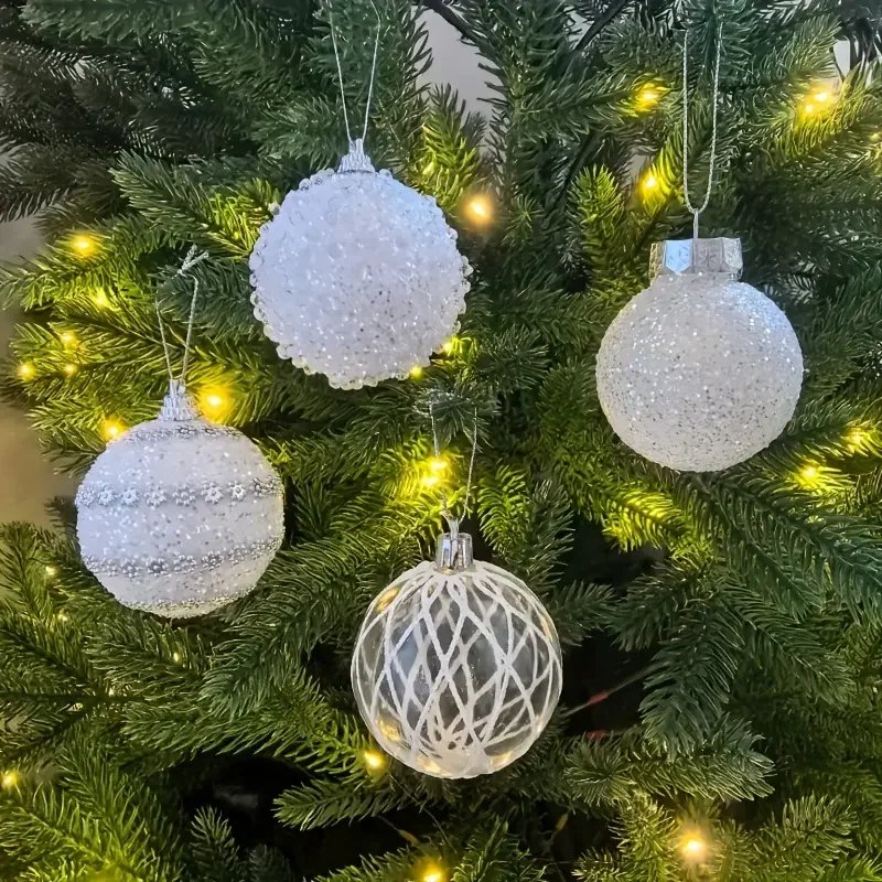 12/16pcs Christmas Hanging Balls, 2.36in Hollow Pearl Balls for Xmas Hanging Tree Pendants Home Wedding Party Decor