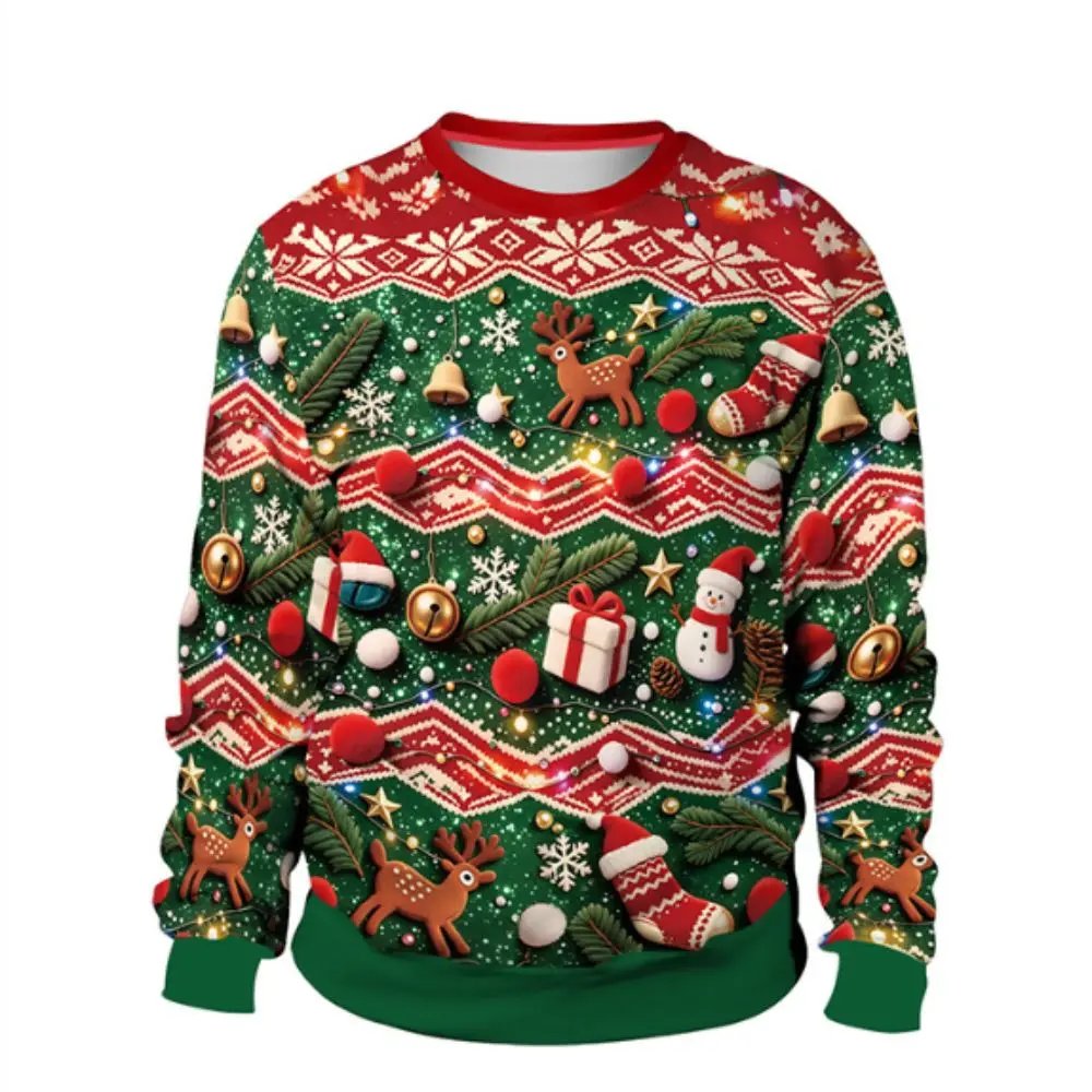 3D Digital Print Christmas Sweatshirt Long Sleeve Casual Christmas Crewneck Winter Pullover Red Christmas Costume 3D Digital Print Christmas Sweatshirt Long Sleeve Casual Christmas Crewneck Winter Pullover Red Christmas Costume