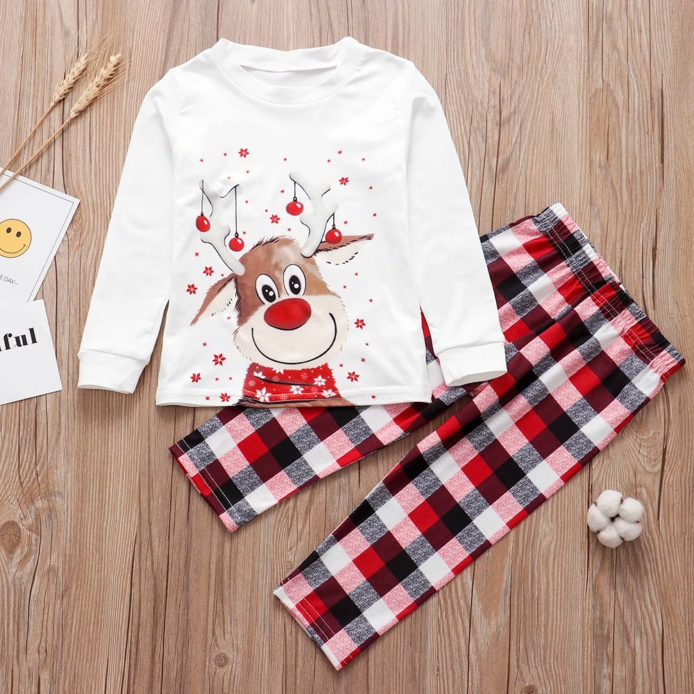 Family Matching Christmas Pajamas Sets Mother And Kids Pyjamas Deer Print Tops+Pants Xmas Sleepwear Baby Romper Pet Dog Clothes Family Matching Christmas Pajamas Sets Mother And Kids Pyjamas Deer Print Tops+Pants Xmas Sleepwear Baby Romper Pet Dog Clothes