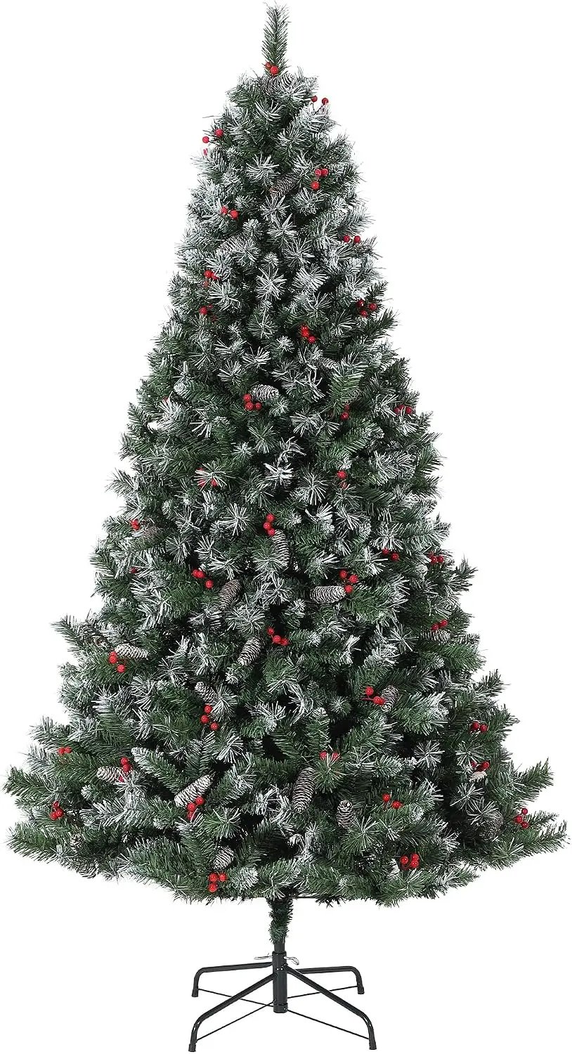 Garvee 7.5FT Christmas Tree Premium PVC PE Snowy Full Holiday Tree with Pinecones Decorations for Living Room Festive Home Decor & Party Supplies Winter Decor Garvee 7.5FT Christmas Tree Premium PVC PE Snowy Full Holiday Tree with Pinecones Decorations for Living Room Festive Home Decor & Party Supplies Winter Decor
