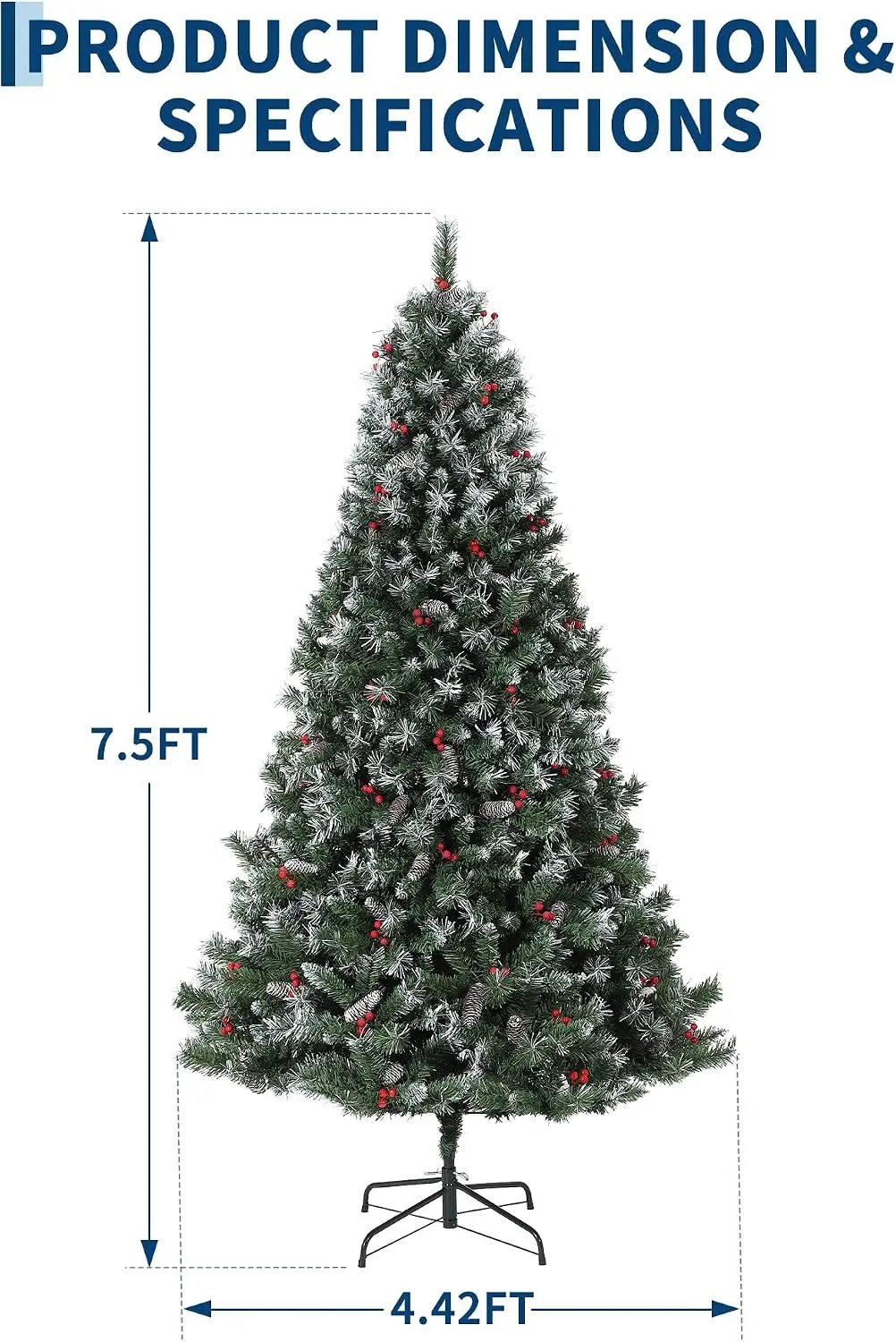 Garvee 7.5FT Christmas Tree Premium PVC PE Snowy Full Holiday Tree with Pinecones Decorations for Living Room Festive Home Decor & Party Supplies Winter Decor Garvee 7.5FT Christmas Tree Premium PVC PE Snowy Full Holiday Tree with Pinecones Decorations for Living Room Festive Home Decor & Party Supplies Winter Decor
