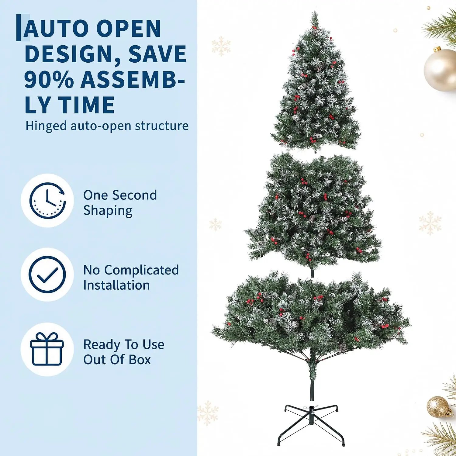 Garvee 7.5FT Christmas Tree Premium PVC PE Snowy Full Holiday Tree with Pinecones Decorations for Living Room Festive Home Decor & Party Supplies Winter Decor Garvee 7.5FT Christmas Tree Premium PVC PE Snowy Full Holiday Tree with Pinecones Decorations for Living Room Festive Home Decor & Party Supplies Winter Decor