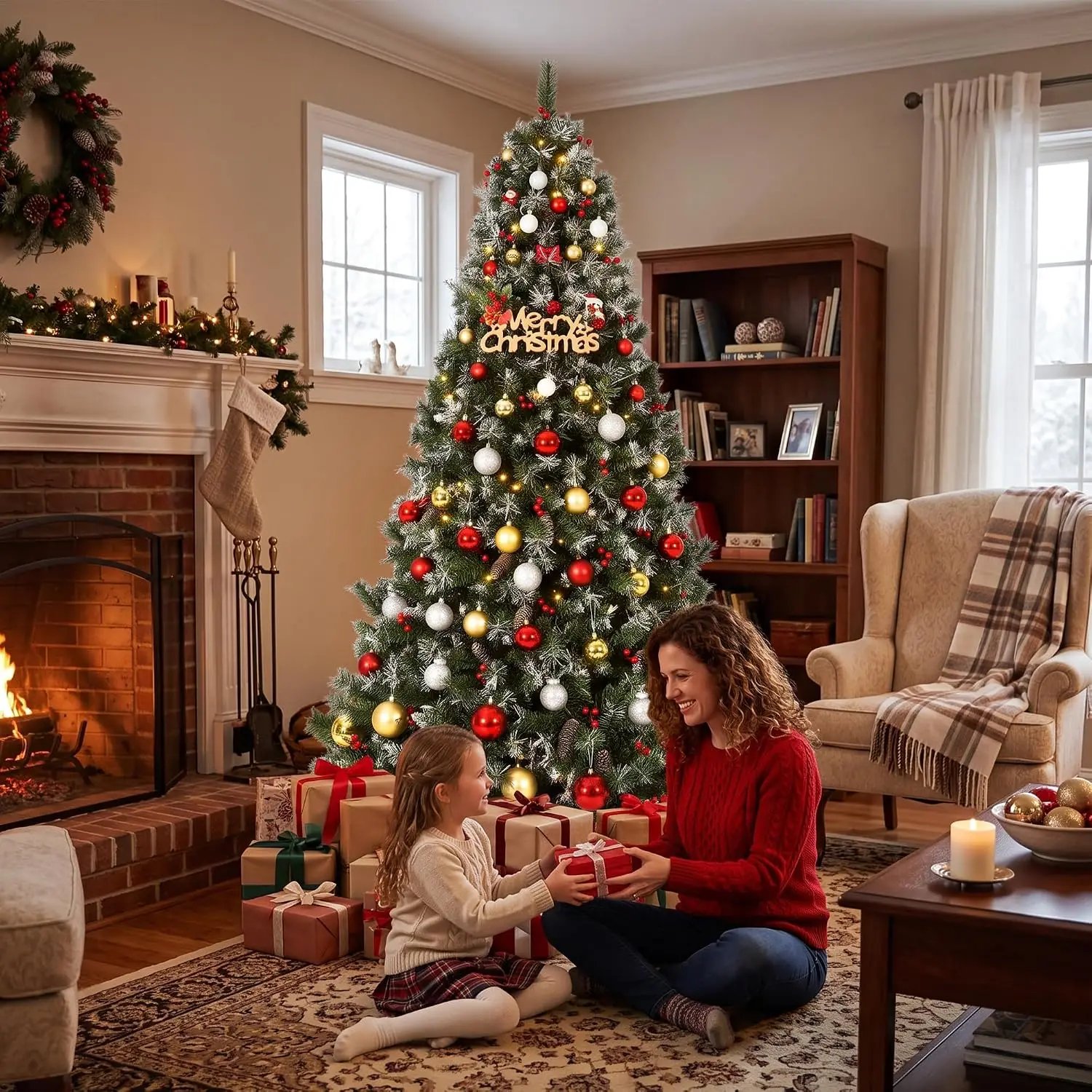 Garvee 7.5FT Christmas Tree Premium PVC PE Snowy Full Holiday Tree with Pinecones Decorations for Living Room Festive Home Decor & Party Supplies Winter Decor Garvee 7.5FT Christmas Tree Premium PVC PE Snowy Full Holiday Tree with Pinecones Decorations for Living Room Festive Home Decor & Party Supplies Winter Decor