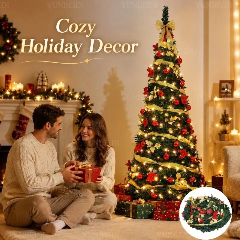 Foldable Christmas Tree with LED Lights Decoration Accessories Integrated Artificial Christmas Tree 1.5M To 2.1M for Home Decor Foldable Christmas Tree with LED Lights Decoration Accessories Integrated Artificial Christmas Tree 1.5M To 2.1M for Home Decor