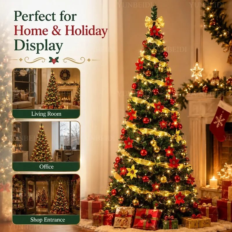 Foldable Christmas Tree with LED Lights Decoration Accessories Integrated Artificial Christmas Tree 1.5M To 2.1M for Home Decor Foldable Christmas Tree with LED Lights Decoration Accessories Integrated Artificial Christmas Tree 1.5M To 2.1M for Home Decor