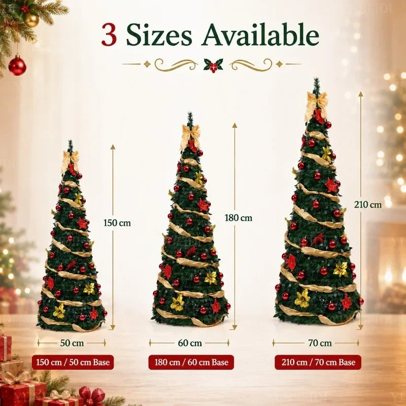 Foldable Christmas Tree with LED Lights Decoration Accessories Integrated Artificial Christmas Tree 1.5M To 2.1M for Home Decor Foldable Christmas Tree with LED Lights Decoration Accessories Integrated Artificial Christmas Tree 1.5M To 2.1M for Home Decor