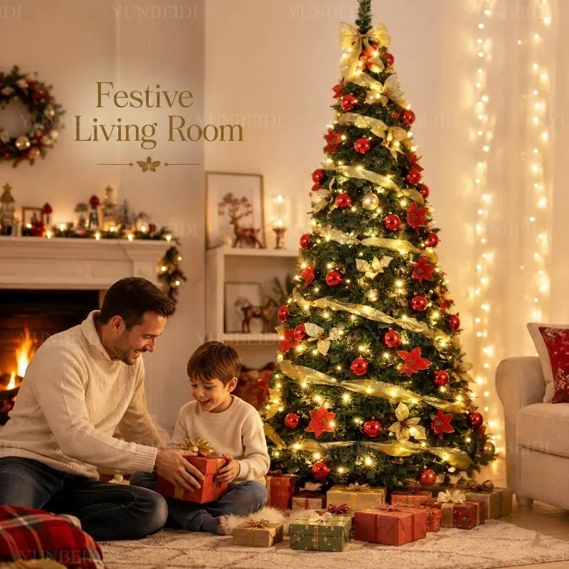 Foldable Christmas Tree with LED Lights Decoration Accessories Integrated Artificial Christmas Tree 1.5M To 2.1M for Home Decor Foldable Christmas Tree with LED Lights Decoration Accessories Integrated Artificial Christmas Tree 1.5M To 2.1M for Home Decor