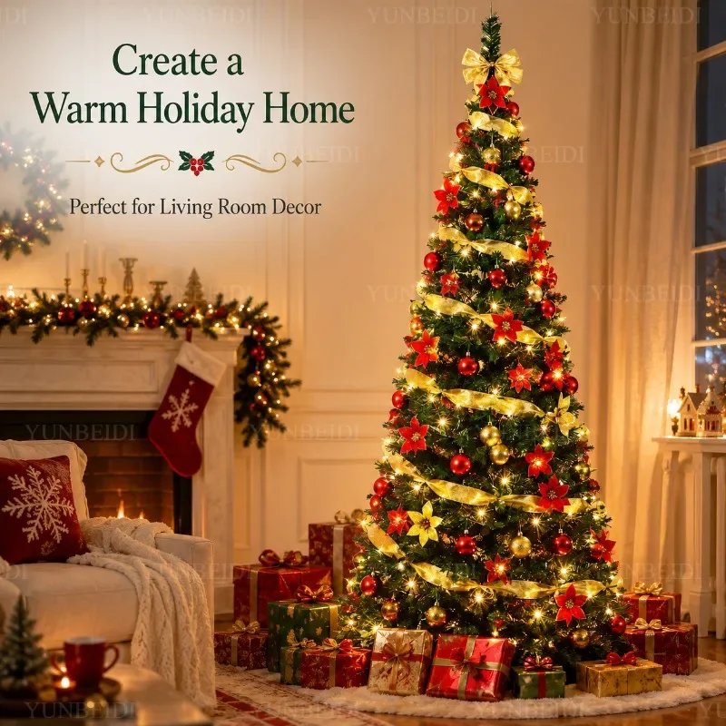 Foldable Christmas Tree with LED Lights Decoration Accessories Integrated Artificial Christmas Tree 1.5M To 2.1M for Home Decor Foldable Christmas Tree with LED Lights Decoration Accessories Integrated Artificial Christmas Tree 1.5M To 2.1M for Home Decor