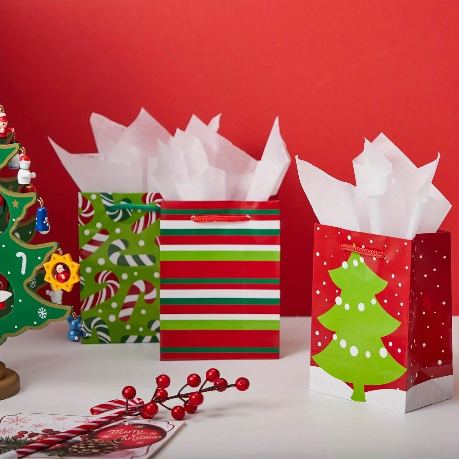 18 PCS Christmas Present Bags Holiday Goody Gift Treat Candy Wrapping Paper Bags for Classroom and Party Favors Xmas Decor Supplies 4.3 18 PCS Christmas Present Bags Holiday Goody Gift Treat Candy Wrapping Paper Bags for Classroom and Party Favors Xmas Decor Supplies 4.3