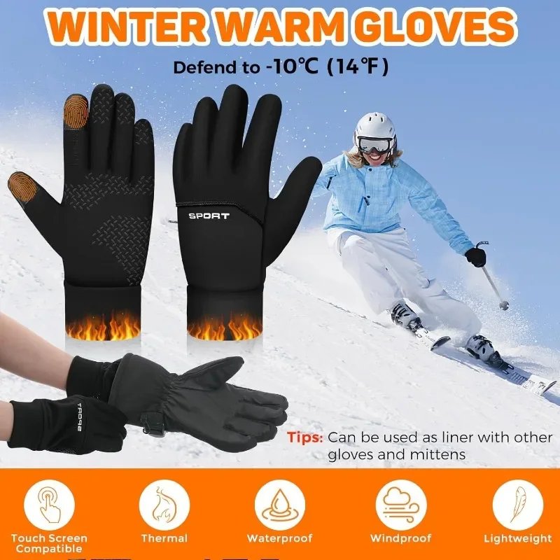 Winter Warm Gloves Touch Screen Windproof Non Slip Cold-proof Cycling Gloves Outdoor Men's Women's Running Hiking Skiing Gloves Winter Warm Gloves Touch Screen Windproof Non Slip Cold-proof Cycling Gloves Outdoor Men's Women's Running Hiking Skiing Gloves