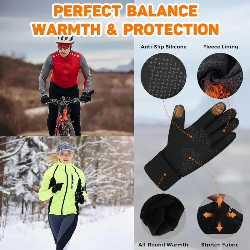 Winter Warm Gloves Touch Screen Windproof Non Slip Cold-proof Cycling Gloves Outdoor Men's Women's Running Hiking Skiing Gloves Winter Warm Gloves Touch Screen Windproof Non Slip Cold-proof Cycling Gloves Outdoor Men's Women's Running Hiking Skiing Gloves