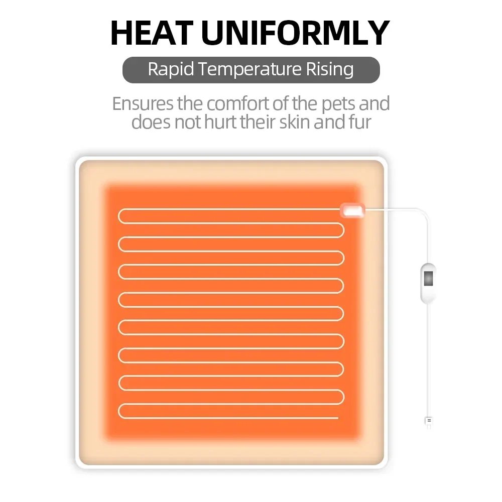 Winter Pet Heating Blanket Waterproof Wearable Wear Resistant Temperature Warm Cat Dog Mattress Indoor Heating Pad Pet Supplies