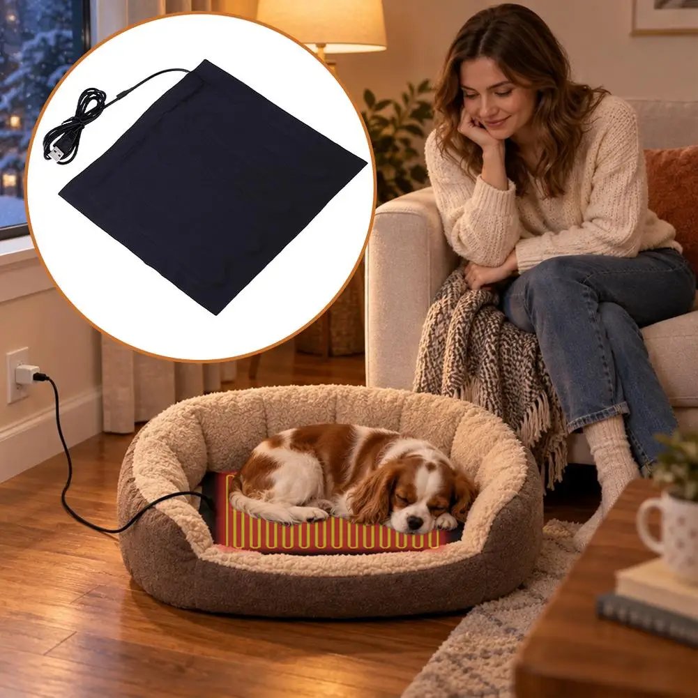 USB Pet Heating Pad Waterproof Constant 45°C Warm Mat 1m Power Cord Foldable Machine Washable Cat Dog Winter Warm Bed Mat