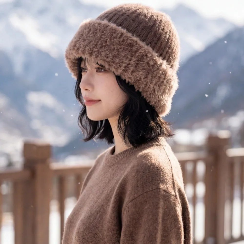 Polyester Knitted Beanie Hat Large Head Circumference 56cm to 60cm Fuzzy Cuff Beanie Warm Winter Fleece Lined Winter Beanie Hat Polyester Knitted Beanie Hat Large Head Circumference 56cm to 60cm Fuzzy Cuff Beanie Warm Winter Fleece Lined Winter Beanie Hat
