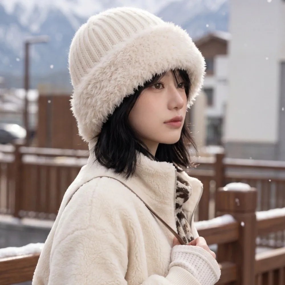 Polyester Knitted Beanie Hat Large Head Circumference 56cm to 60cm Fuzzy Cuff Beanie Warm Winter Fleece Lined Winter Beanie Hat Polyester Knitted Beanie Hat Large Head Circumference 56cm to 60cm Fuzzy Cuff Beanie Warm Winter Fleece Lined Winter Beanie Hat