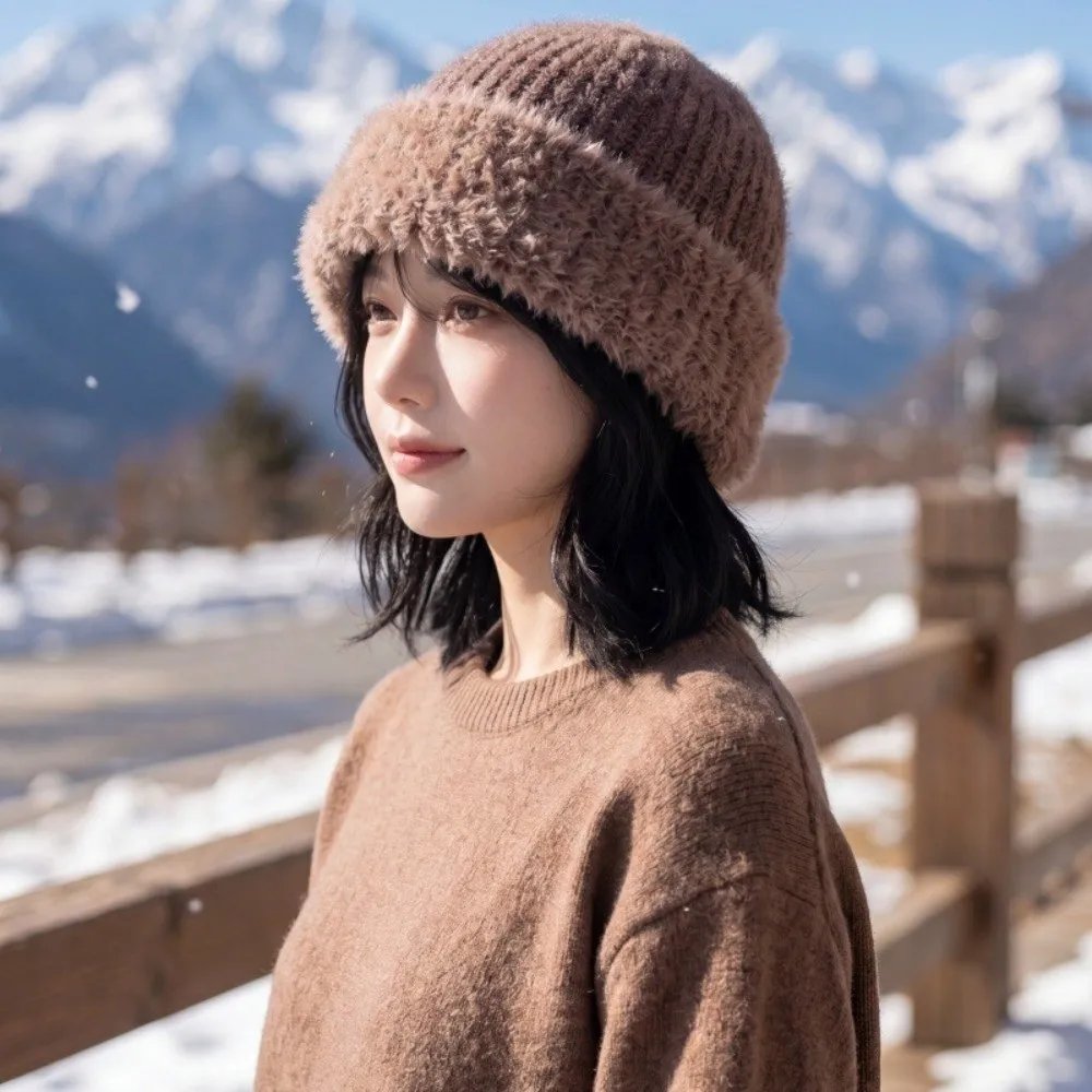 Polyester Knitted Beanie Hat Large Head Circumference 56cm to 60cm Fuzzy Cuff Beanie Warm Winter Fleece Lined Winter Beanie Hat Polyester Knitted Beanie Hat Large Head Circumference 56cm to 60cm Fuzzy Cuff Beanie Warm Winter Fleece Lined Winter Beanie Hat