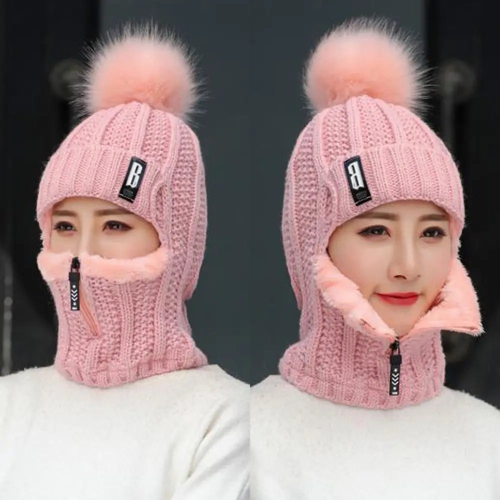 Winter Knitted Keep Warm Ski Hat Sets Outdoor Windproof Thick Scarf Collar Warmer Beanies Hat Casual Women Ear Protection Caps Winter Knitted Keep Warm Ski Hat Sets Outdoor Windproof Thick Scarf Collar Warmer Beanies Hat Casual Women Ear Protection Caps