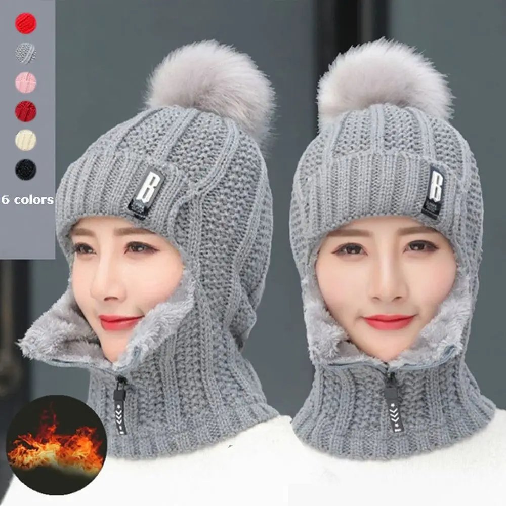 Winter Knitted Keep Warm Ski Hat Sets Outdoor Windproof Thick Scarf Collar Warmer Beanies Hat Casual Women Ear Protection Caps Winter Knitted Keep Warm Ski Hat Sets Outdoor Windproof Thick Scarf Collar Warmer Beanies Hat Casual Women Ear Protection Caps