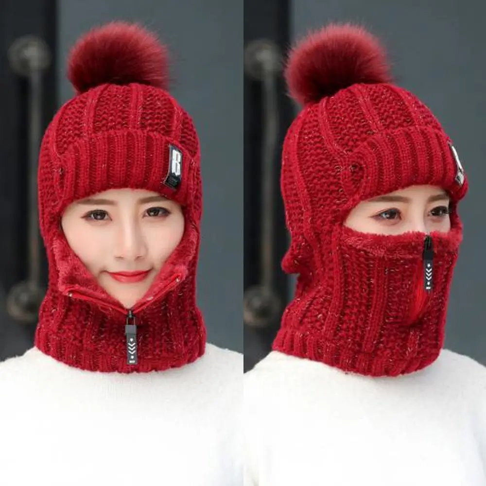 Winter Knitted Keep Warm Ski Hat Sets Outdoor Windproof Thick Scarf Collar Warmer Beanies Hat Casual Women Ear Protection Caps Winter Knitted Keep Warm Ski Hat Sets Outdoor Windproof Thick Scarf Collar Warmer Beanies Hat Casual Women Ear Protection Caps