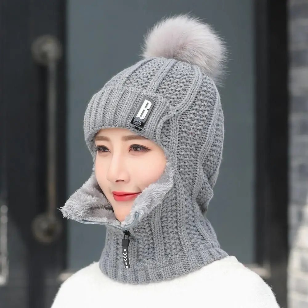 Winter Knitted Keep Warm Ski Hat Sets Outdoor Windproof Thick Scarf Collar Warmer Beanies Hat Casual Women Ear Protection Caps Winter Knitted Keep Warm Ski Hat Sets Outdoor Windproof Thick Scarf Collar Warmer Beanies Hat Casual Women Ear Protection Caps