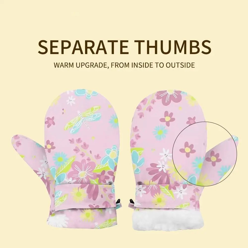 Cute Floral Waterproof Mittens Anti‑Lost Clip Fleece Lined Snow Mittens 2-6Years Winter Gloves Cute Floral Waterproof Mittens Anti‑Lost Clip Fleece Lined Snow Mittens 2-6Years Winter Gloves
